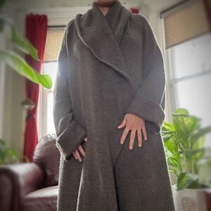 Gray Oversized Shrug with Draped Collar